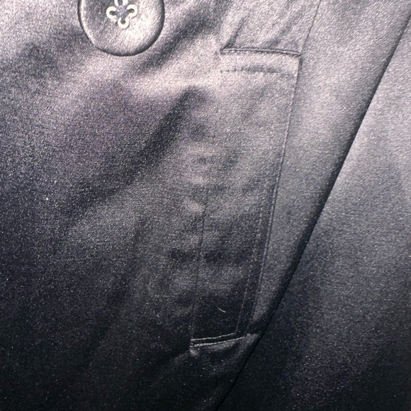 ELLE Trench-Coat Black Dress Coat Collar Pleats - Picture 6 of 8